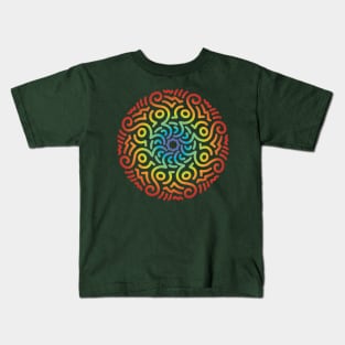 Minimalist Flower Mandala Art Rainbow Kids T-Shirt